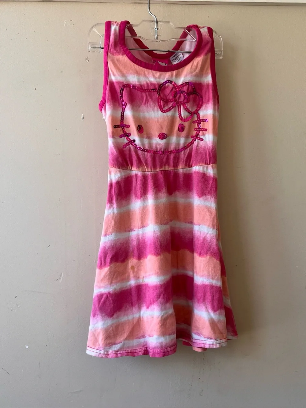 Hello Kitty Pink & Peach Tie-Dye Tank Dress for Kids
